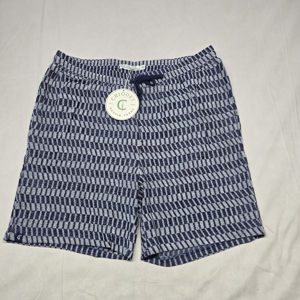 Criquet Cruiser Terry shorts Men Size XL check jacquard pattern New